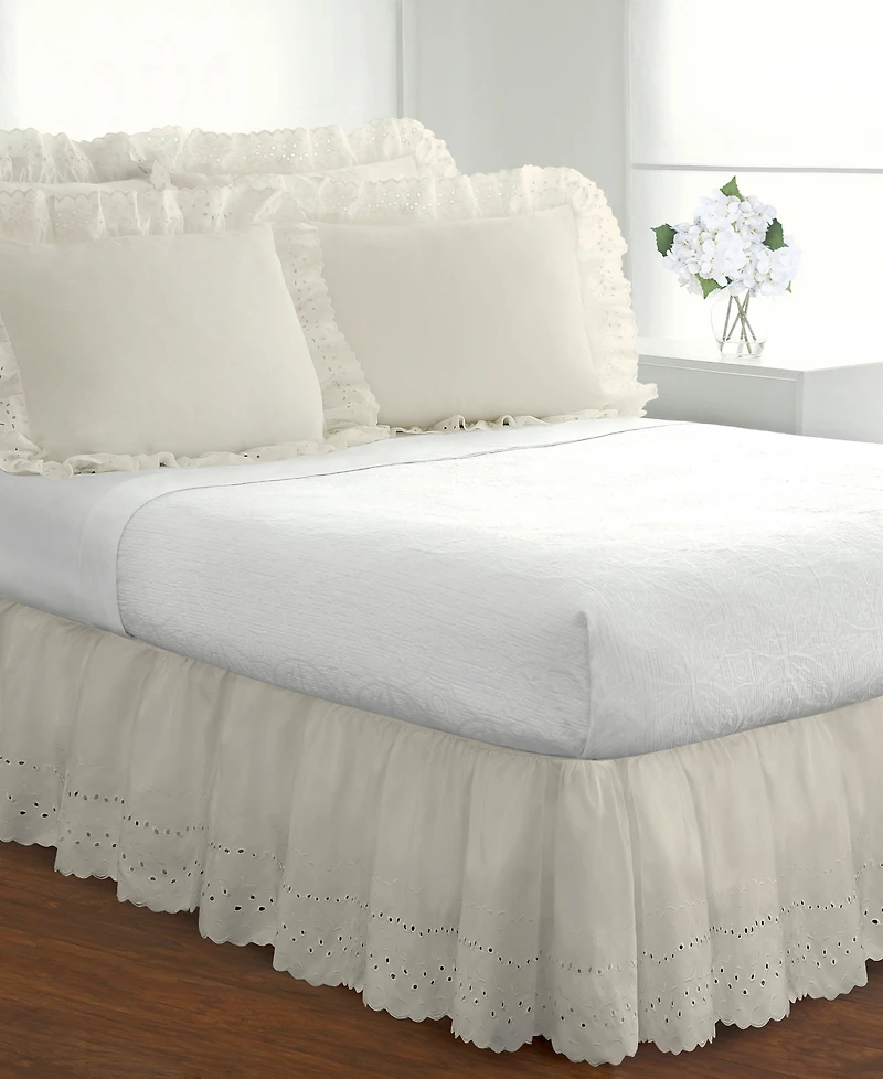 Fresh Ideas Ruffled Eyelet 14" Drop Bed Skirt, Queen