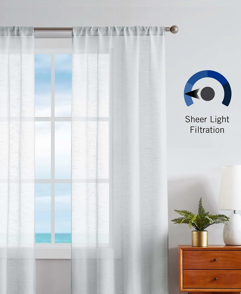 Nautica Erasmus Sheer Rod Pocket Window Curtain Panel Pair, 38" x 84"