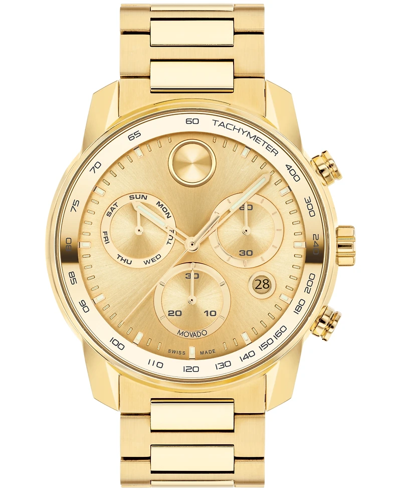 Movado Men's Bold Verso Yellow Ionic Gold-Tone Plated Steel Bracelet Watch 44mm