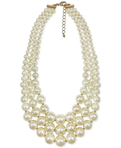 Charter Club Imitation Pearl Three-Row Collar Necklace, Created for Macy's
