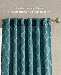 Jessica Simpson Lynee Textured Diamond Patterned Blackout Back-Tab Window Curtain Panel Pair with Tiebacks, 52" x 84"