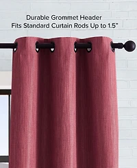 Lucky Brand Solana Thermal Woven Room Darkening Grommet Window Curtain Panel Pair with Tiebacks, 38" x 96"