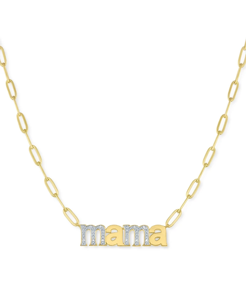 Diamond Mama 18" Pendant Necklace (1/10 ct. t.w.) in 14k Gold-Plated Sterling Silver