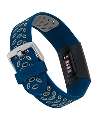 WITHit Navy and Grey Silicone Sport Band designed for Fitbit Charge 3 & 4