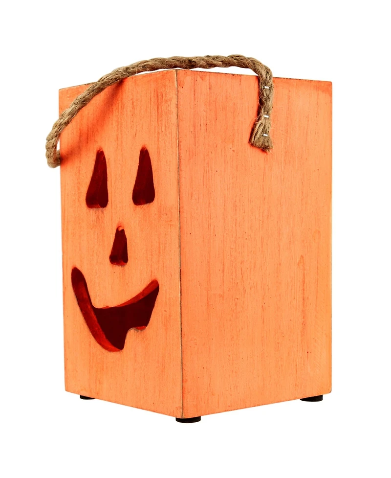 Wood Jack-o-Lantern Halloween Candle Lantern