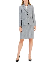 Anne Klein Women's Mini Houndstooth Two-Button Jacket & Flare-Leg Pants Pencil Skirt