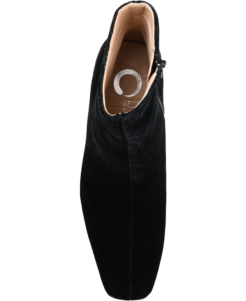 Journee Collection Women's Hazara Velvet Block Heel Dress Booties