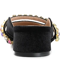 Journee Collection Women's Jewel Rhinestone Embellished Velvet Slip On Flats