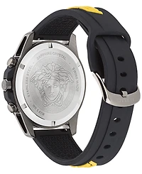 Versace Men's Swiss Chronograph Greca Action Yellow & Black Silicone Strap Watch 45mm