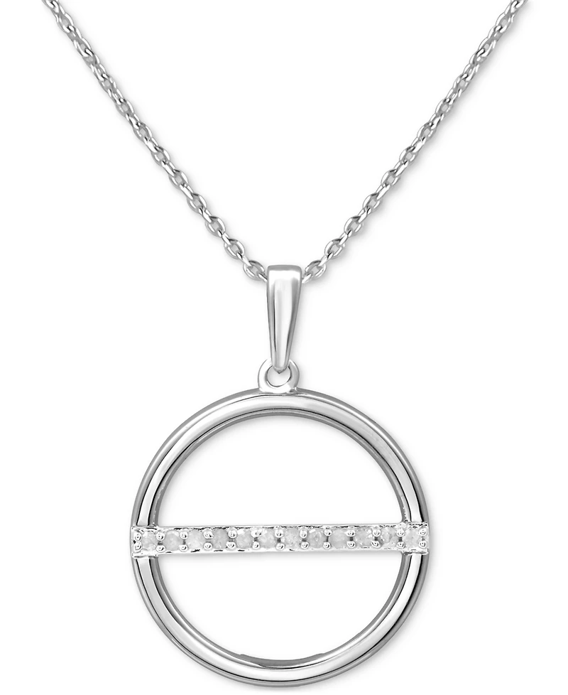 Diamond Circle Bar 18" Pendant Necklace (1/10 ct. t.w.) in Sterling Silver or 14k Gold-Plated Sterling Silver