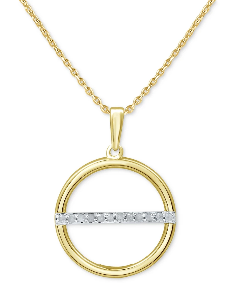 Diamond Circle Bar 18" Pendant Necklace (1/10 ct. t.w.) Sterling Silver or 14k Gold-Plated