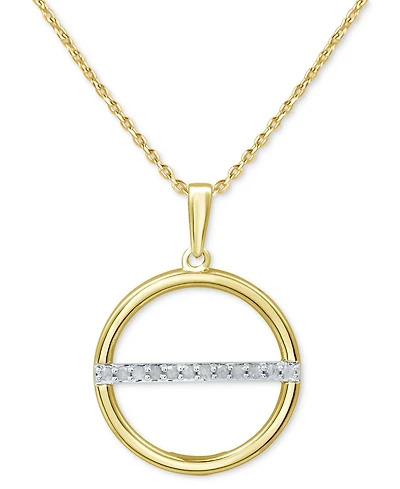 Diamond Circle Bar 18" Pendant Necklace (1/10 ct. t.w.) Sterling Silver or 14k Gold-Plated