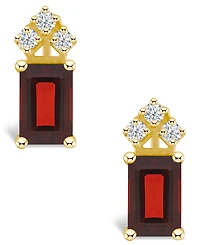 Garnet (1-1/ ct. t.w.) and Diamond (1/8 Stud Earrings 14K Yellow Gold or White