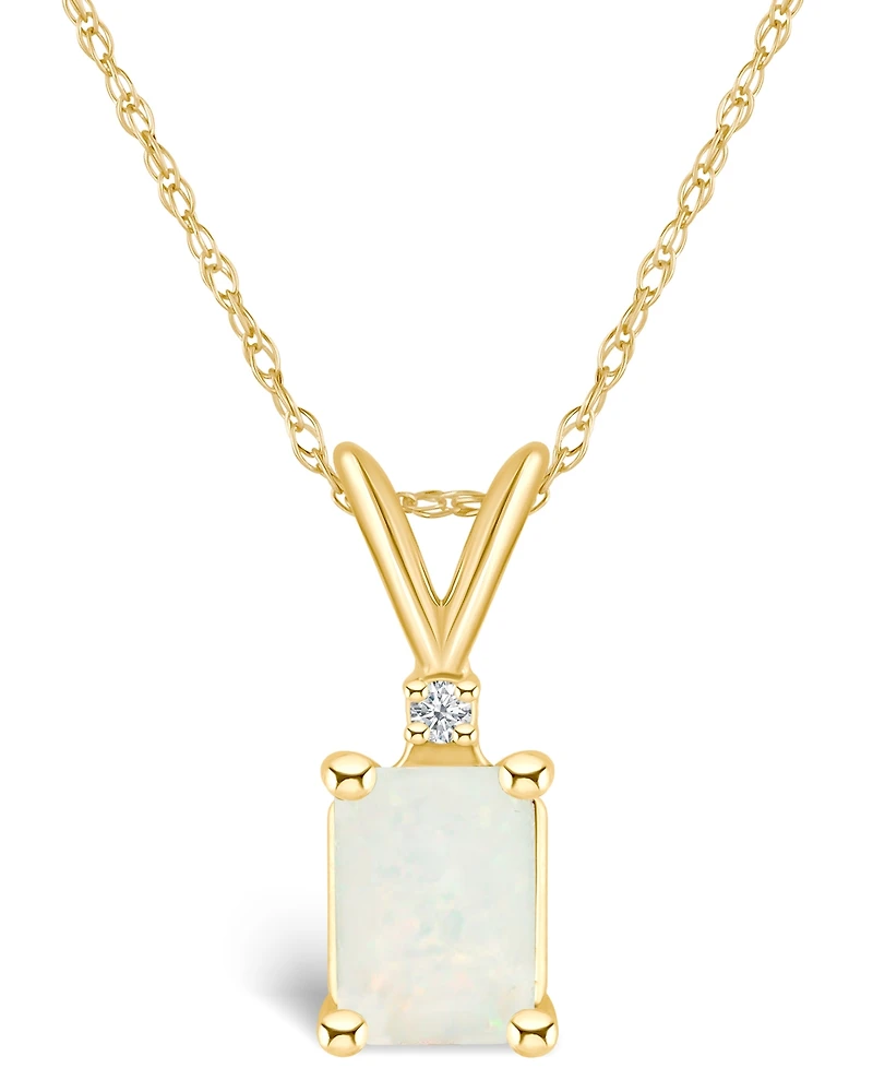 Opal (1/2 ct. t.w.) and Diamond Accent Pendant Necklace in 14K Yellow Gold or 14K Gold