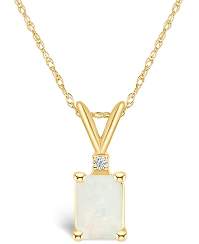 Opal (1/2 ct. t.w.) and Diamond Accent Pendant Necklace in 14K Yellow Gold or 14K Gold