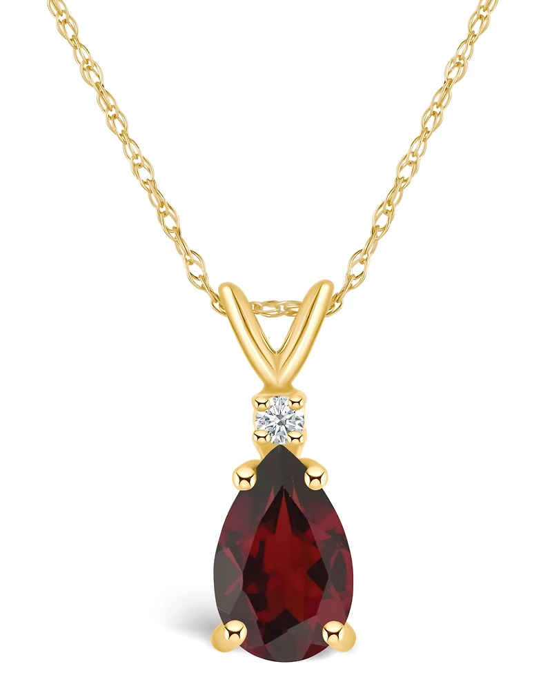 Garnet (1-1/5 ct. t.w.) and Diamond Accent Pendant Necklace 14K Yellow Gold or White