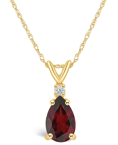 Garnet (1-1/5 ct. t.w.) and Diamond Accent Pendant Necklace 14K Yellow Gold or White