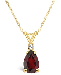 Garnet (1-1/5 ct. t.w.) and Diamond Accent Pendant Necklace 14K Yellow Gold or White