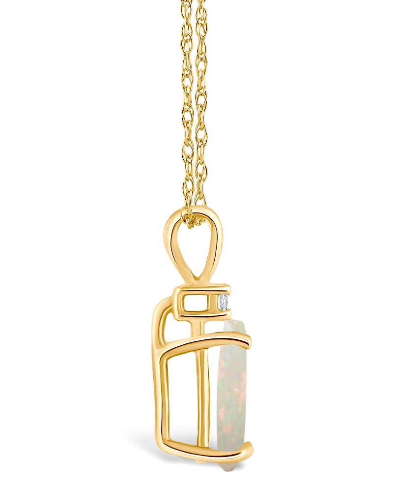 Opal (1/2 ct. t.w.) and Diamond Accent Pendant Necklace 14K White Gold or