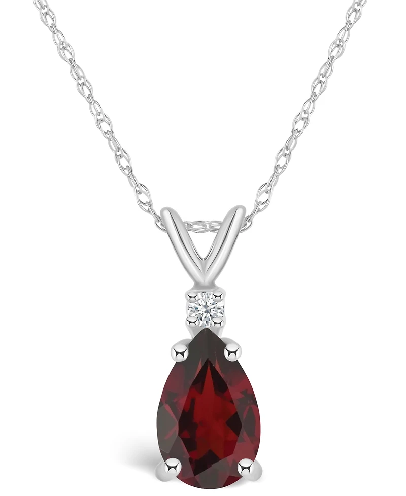 Garnet (1-1/5 ct. t.w.) and Diamond Accent Pendant Necklace 14K Yellow Gold or White