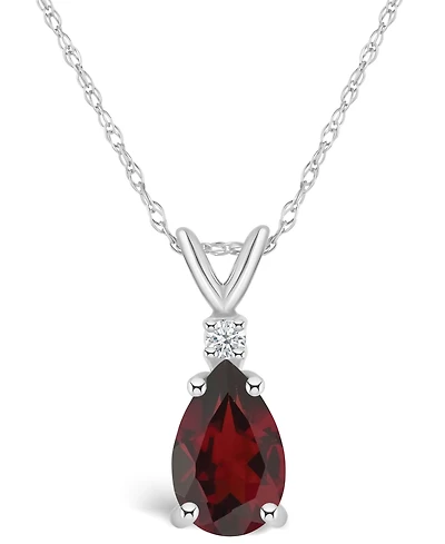 Garnet (1-1/5 ct. t.w.) and Diamond Accent Pendant Necklace 14K Yellow Gold or White