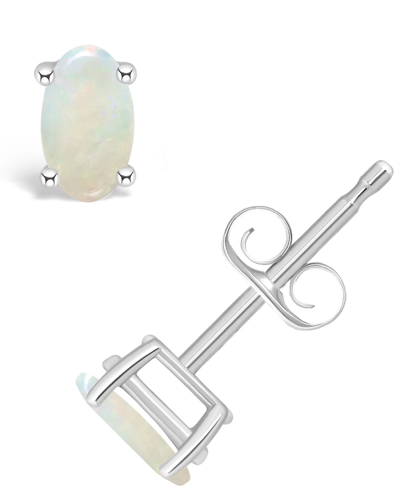 Opal (1/3 ct.t.w) Stud Earrings 14K White Gold or Yellow