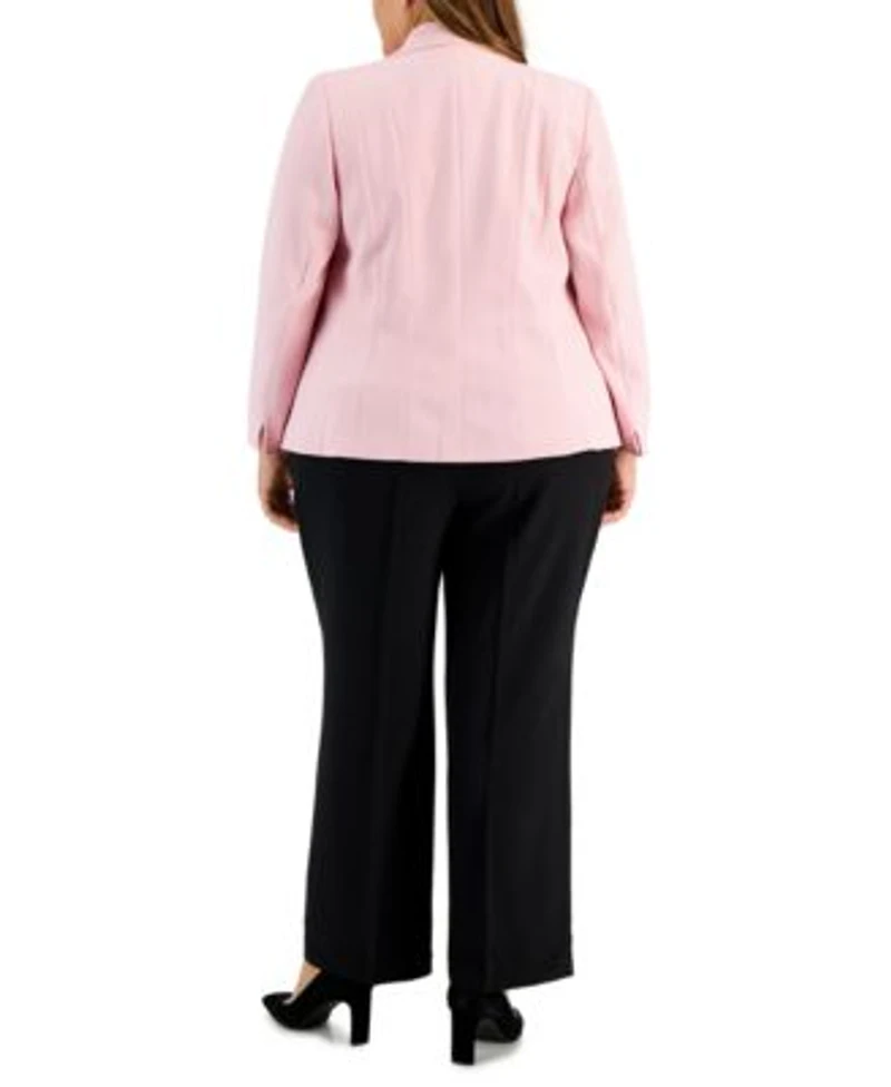 Kasper Plus Size Blazer Printed Cowl Neck Top Modern Dress Pants