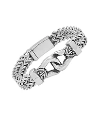 Steeltime Double Row Wheat Chain Accent Buckle Bracelet