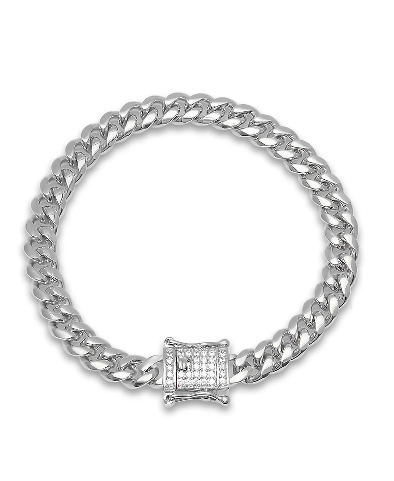 Steeltime Miami Cuban Chain with Simulated Diamond Box Clasp Bracelet