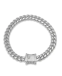 Steeltime Miami Cuban Chain with Simulated Diamond Box Clasp Bracelet
