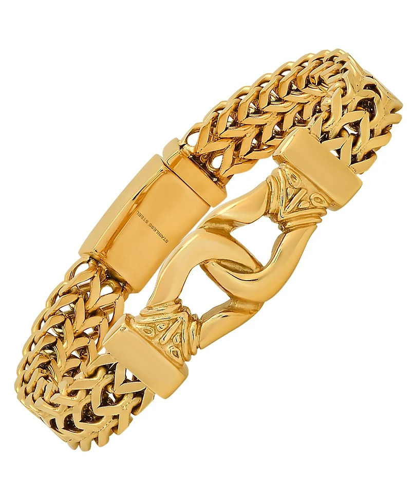 Steeltime Double Row Wheat Chain Accent Buckle Bracelet