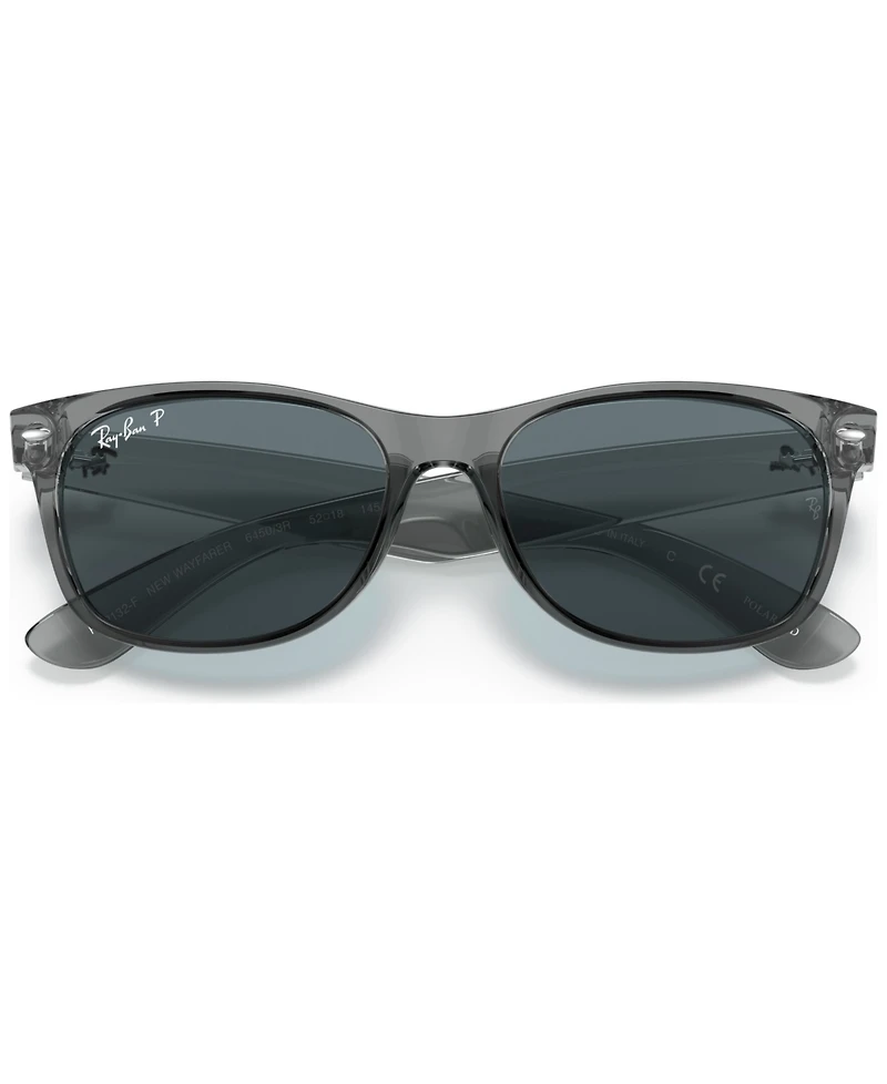 Ray-Ban Unisex New Wayfarer Classic 55 Polarized Low Bridge Fit Sunglasses, RB2132F55-p
