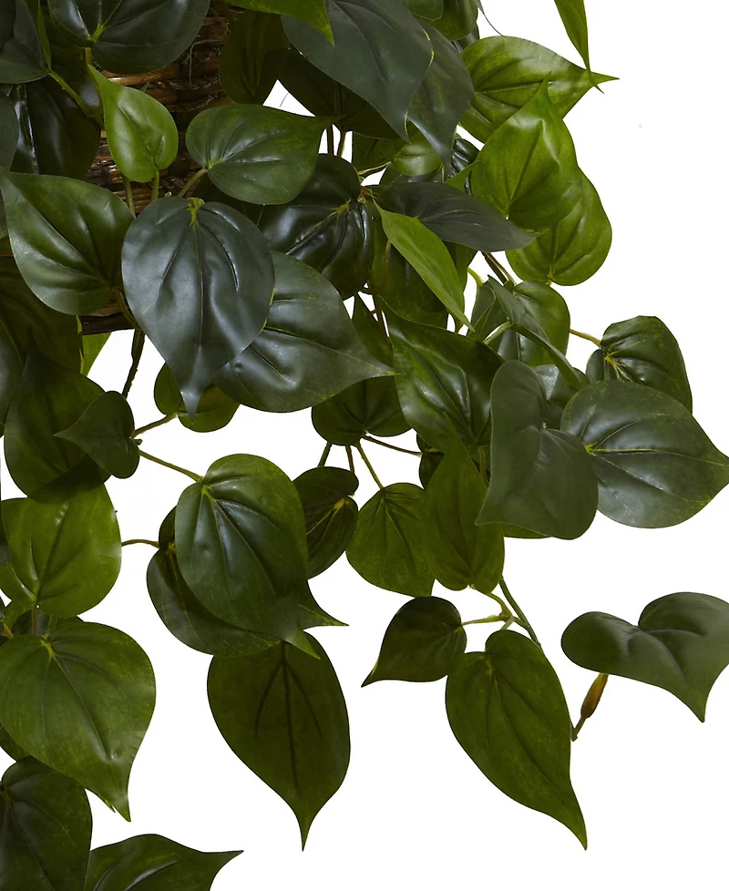 Nearly Natural Philodendron Uv-Resistant Indoor/Outdoor Artificial Plant Hanging Basket