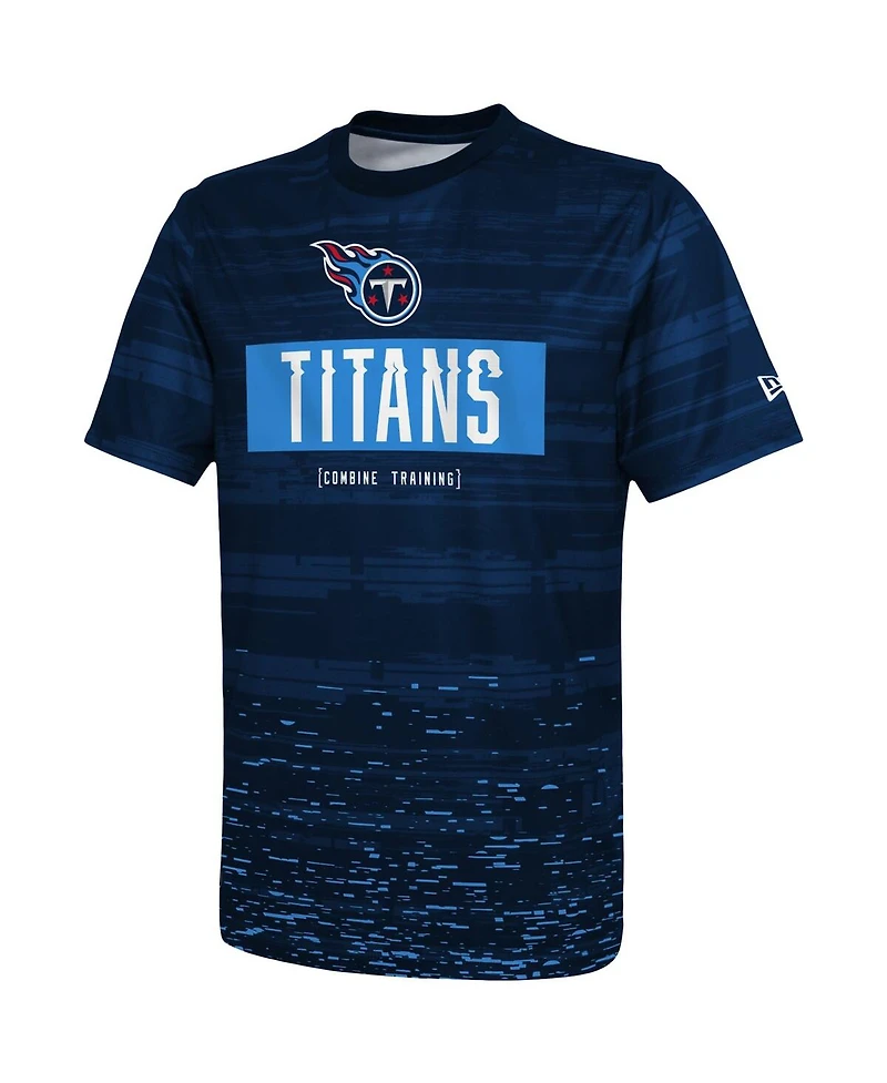 Men's New Era Navy Tennessee Titans Combine Authentic Sweep T-shirt