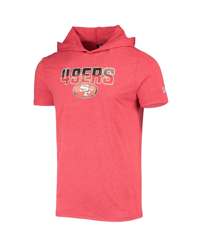 Men's New Era Heathered Red San Francisco 49ers Team Brushed Hoodie T-shirt