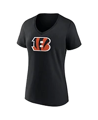 Women's Fanatics Ja'Marr Chase Black Cincinnati Bengals Player Icon Name and Number V-Neck T-shirt