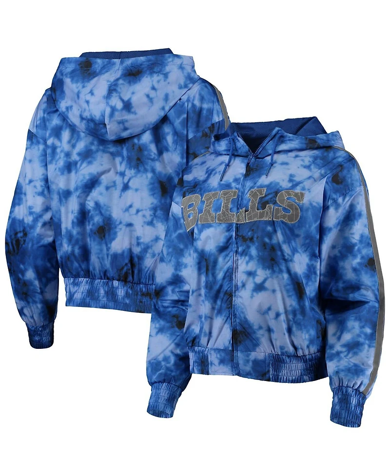 Women's Mitchell & Ness Royal Buffalo Bills Galaxy Full-Zip Windbreaker Hoodie Jacket