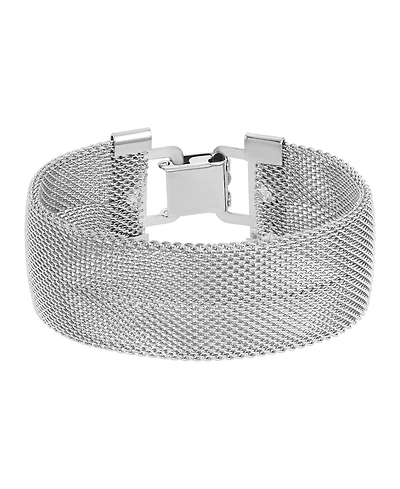 2028 Silver-Tone Mesh Clasp Bracelet