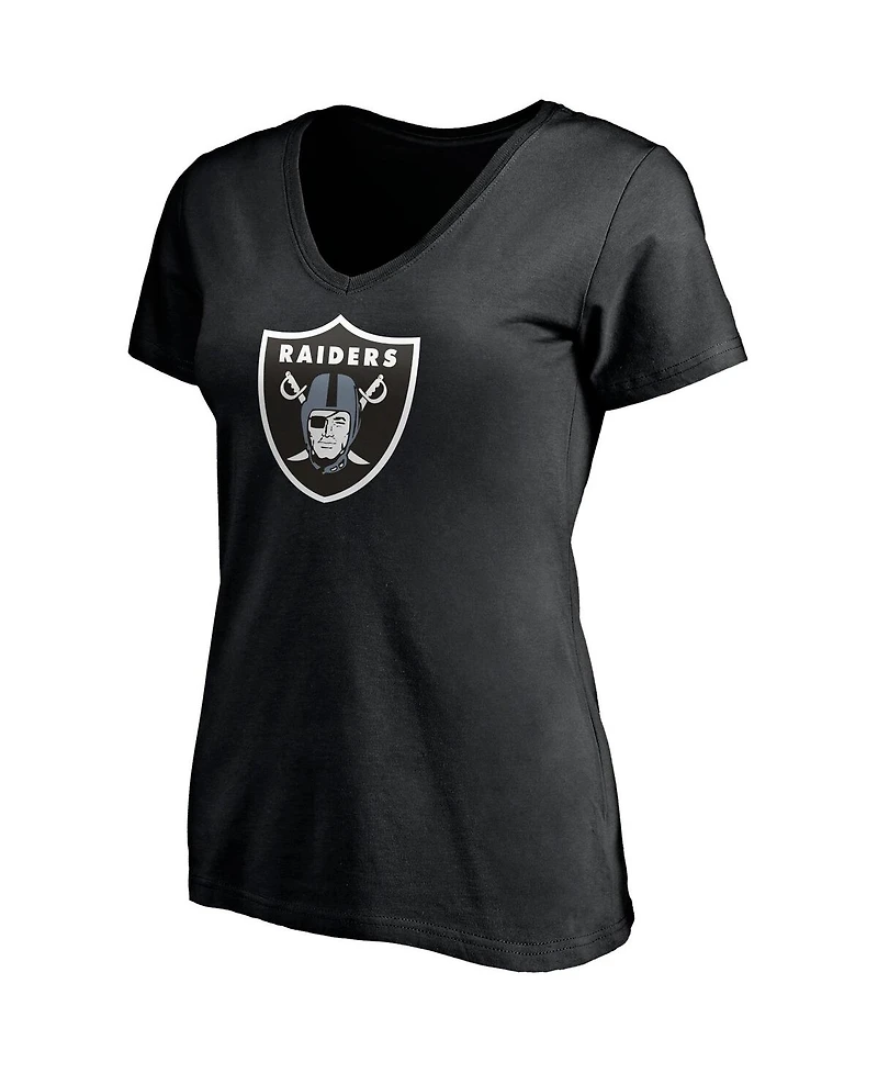 Women's Fanatics Darren Waller Black Las Vegas Raiders Player Icon Name and Number V-Neck T-shirt