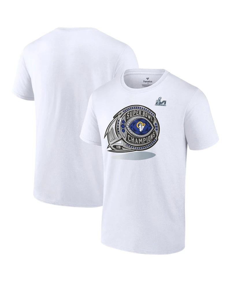 Men's Fanatics White Los Angeles Rams Super Bowl Lvi Champions Big and Tall Ring T-shirt