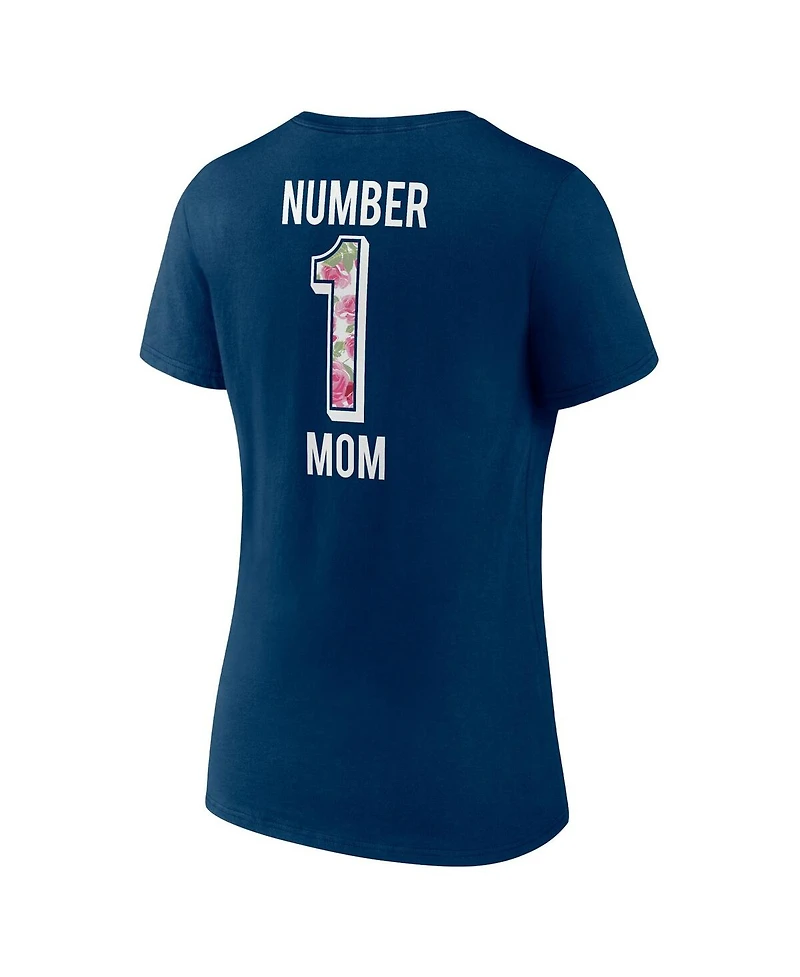 Women's Fanatics Navy Chicago Bears Plus Mother's Day #1 Mom V-Neck T-shirt