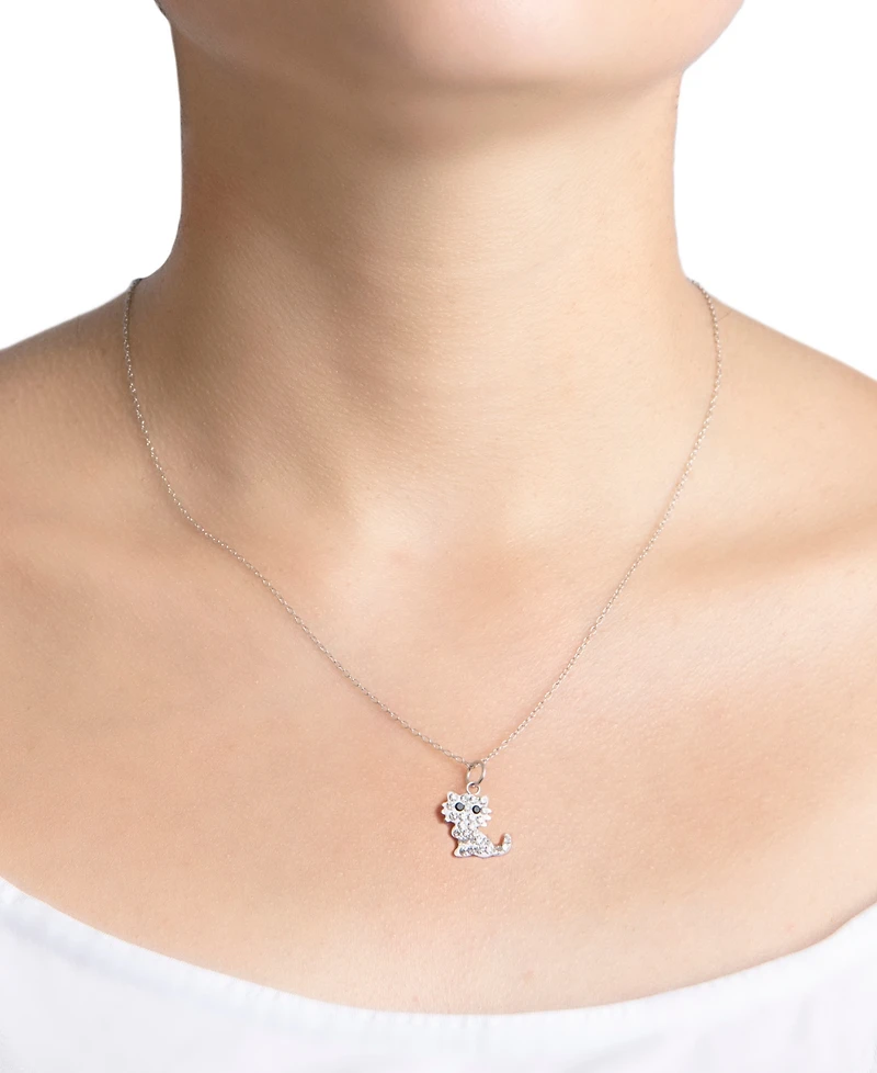 Giani Bernini Crystal Cat Pendant Necklace (0.11 ct. t.w.) in Sterling Silver