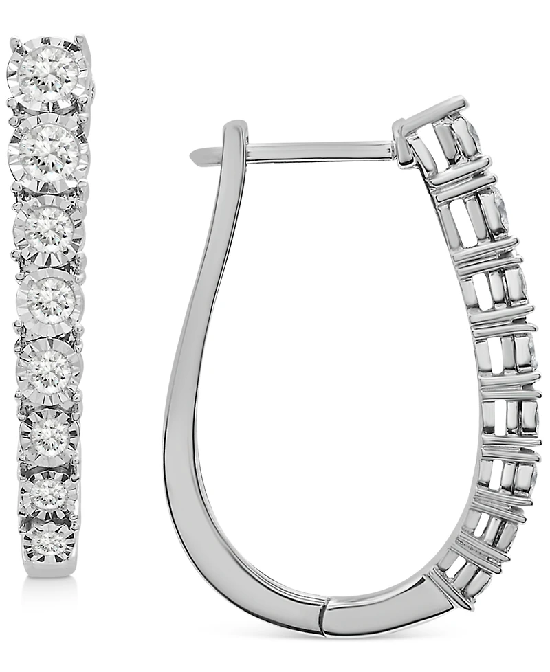 Wrapped in Love Diamond Graduated Oval Hoop Earrings (1 ct. t.w.) in Sterling Silver, Created for Macy's