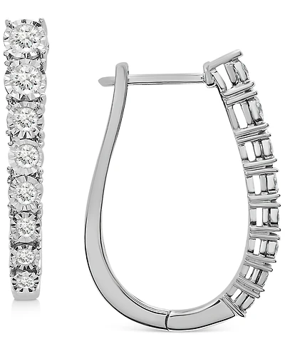 Wrapped in Love Diamond Graduated Oval Hoop Earrings (1 ct. t.w.) in Sterling Silver, Created for Macy's