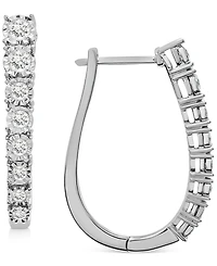 Wrapped in Love Diamond Graduated Oval Hoop Earrings (1 ct. t.w.) in Sterling Silver, Created for Macy's