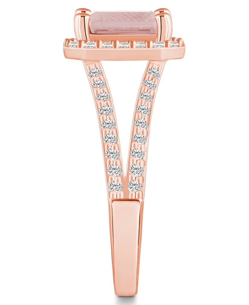 Macy's Morganite (1-3/8 ct. t.w.) and Diamond (1/2 Halo Ring 14K Rose Gold