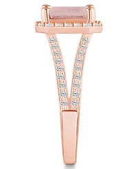 Macy's Morganite (1-3/8 ct. t.w.) and Diamond (1/2 Halo Ring 14K Rose Gold