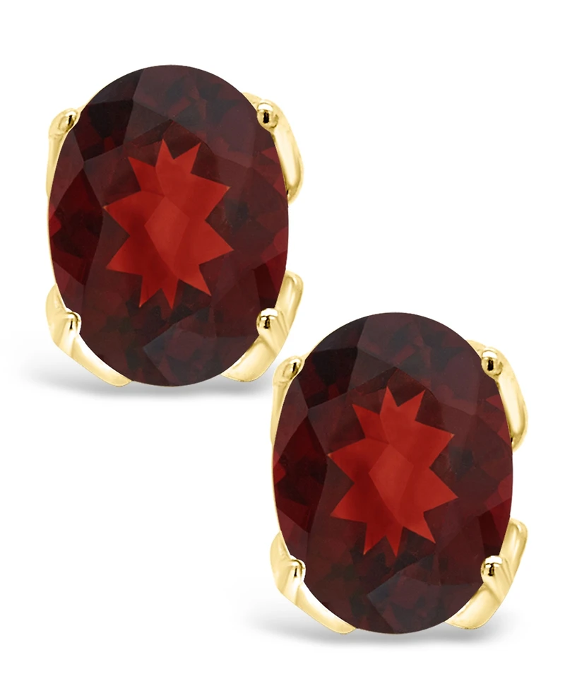 Macy's Garnet (3 ct. t.w.) Stud Earrings in 14K Yellow Gold