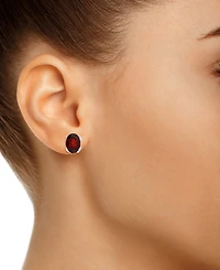 Macy's Garnet (3 ct. t.w.) Stud Earrings in 14K White Gold