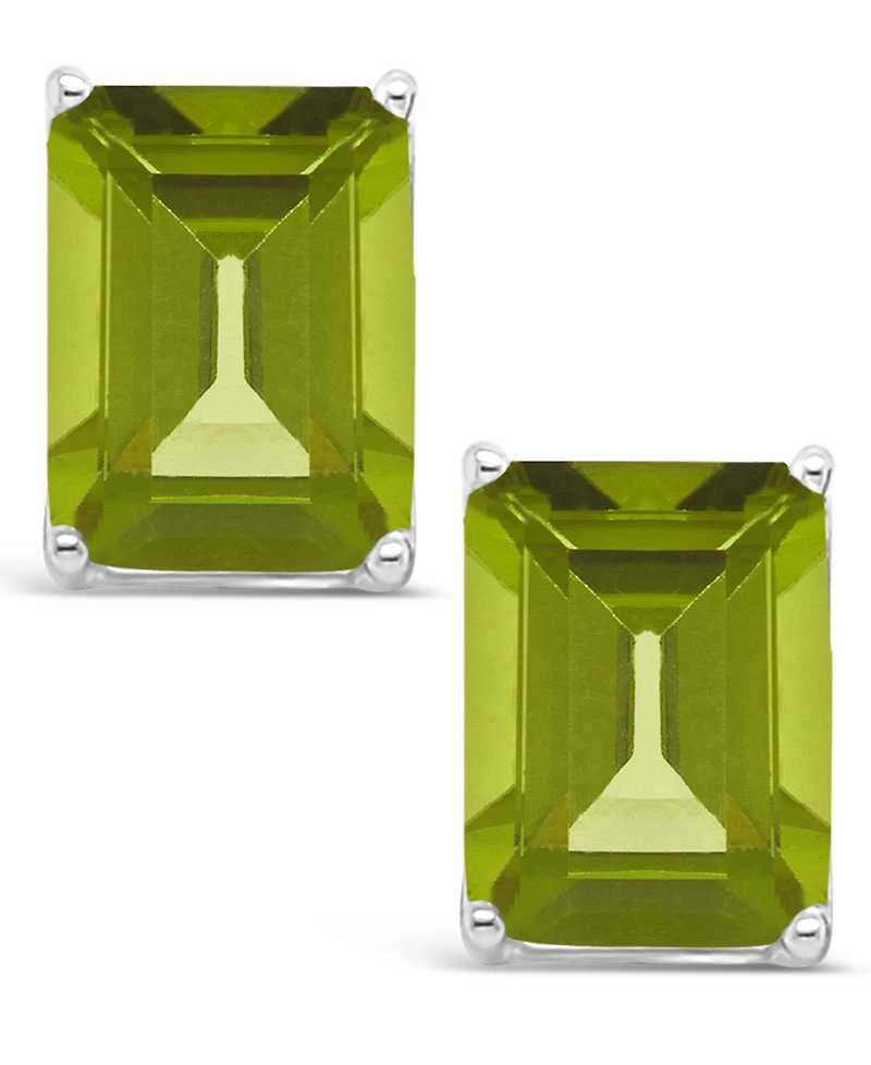 Macy's Peridot (3-3/8 ct. t.w.) Stud Earrings in 14K White Gold